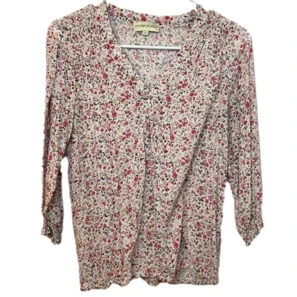 Cynthia Rowley Floral Peasant Blouse Small - Picture 1 of 6